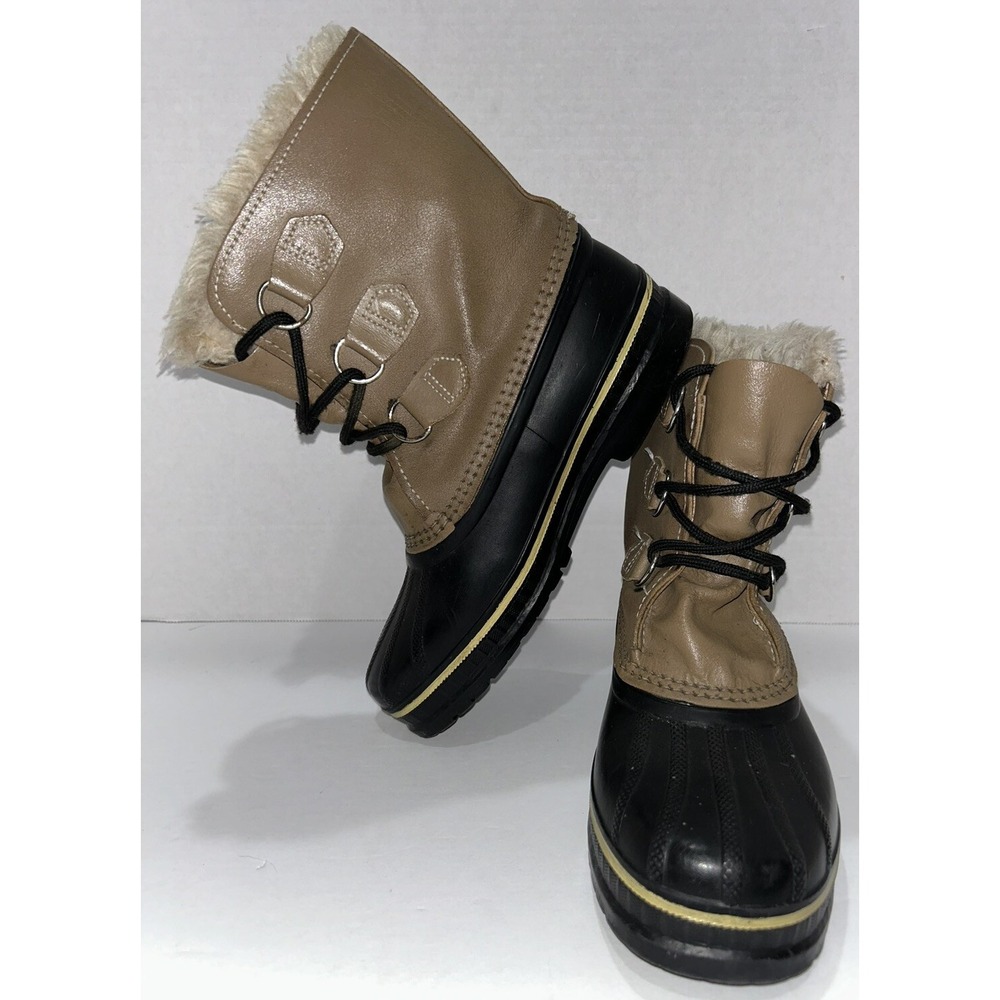 Ram Sorel Women's boots Size 5 Tan Fur Trim Water Resistant Winter Wool‎ Lined